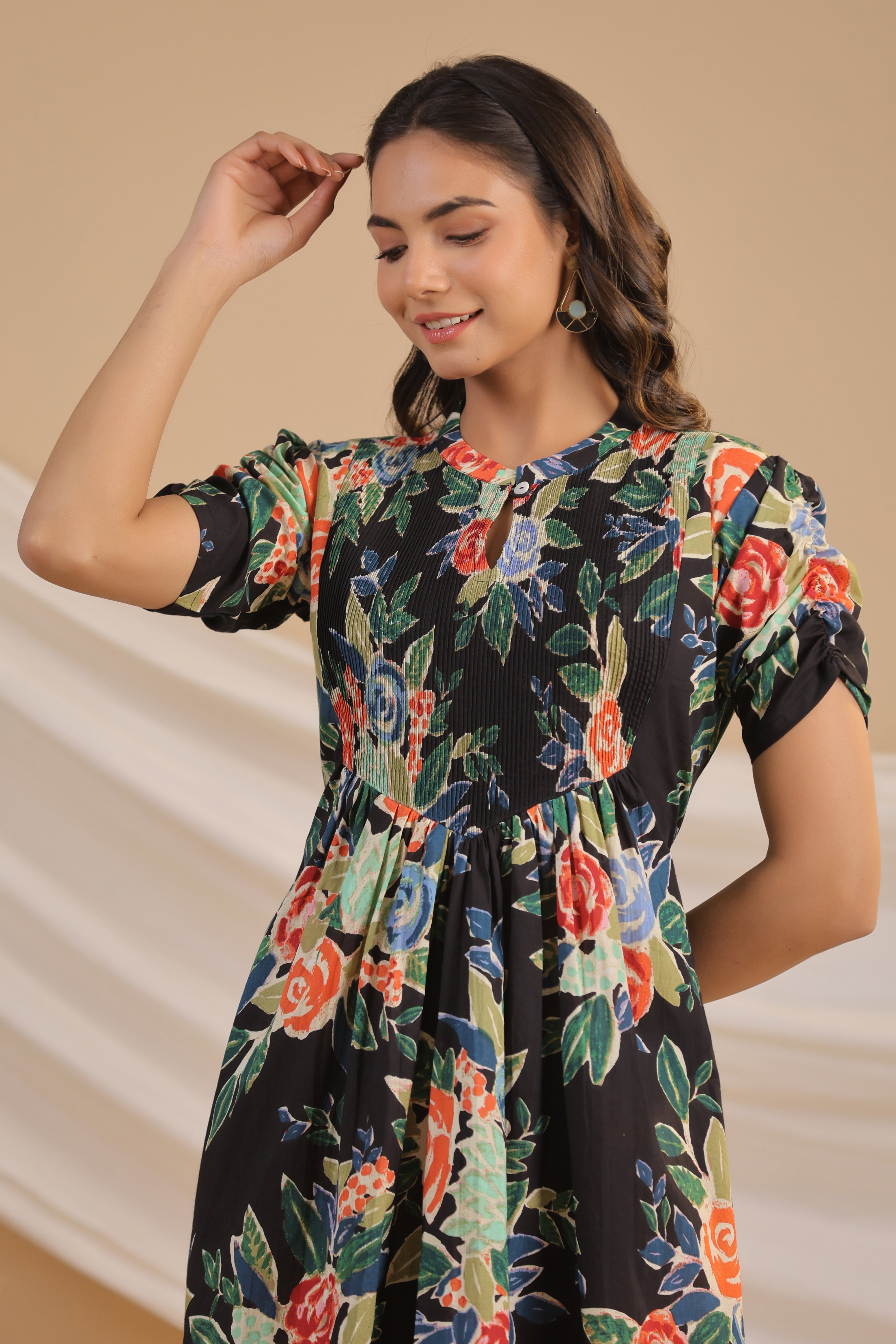 Nocturnal Blossom Cotton Dress