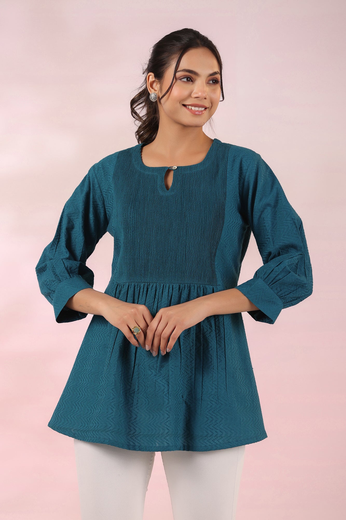 Blueberry Cotton Dobby Top