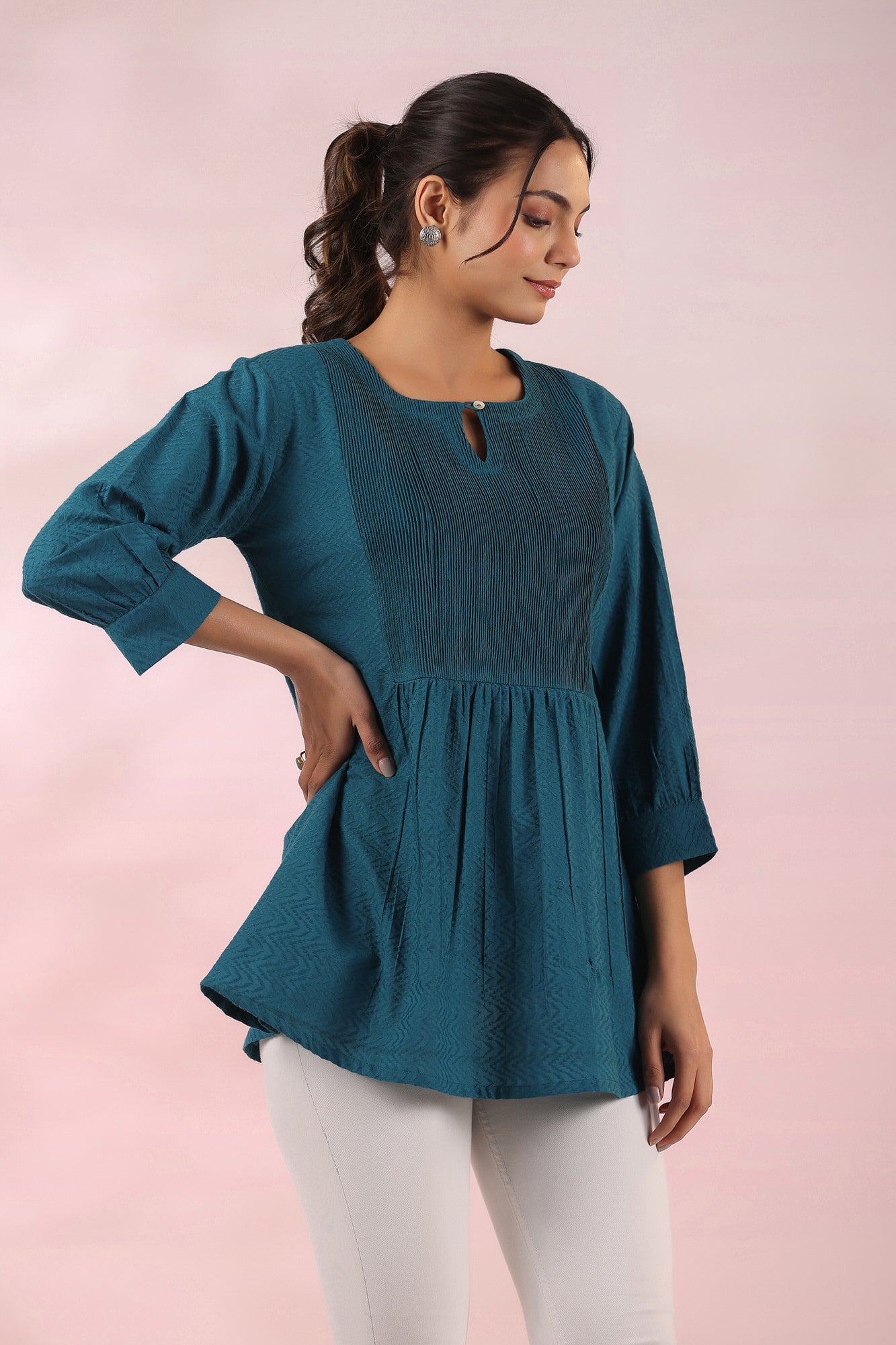 Blueberry Cotton Dobby Top