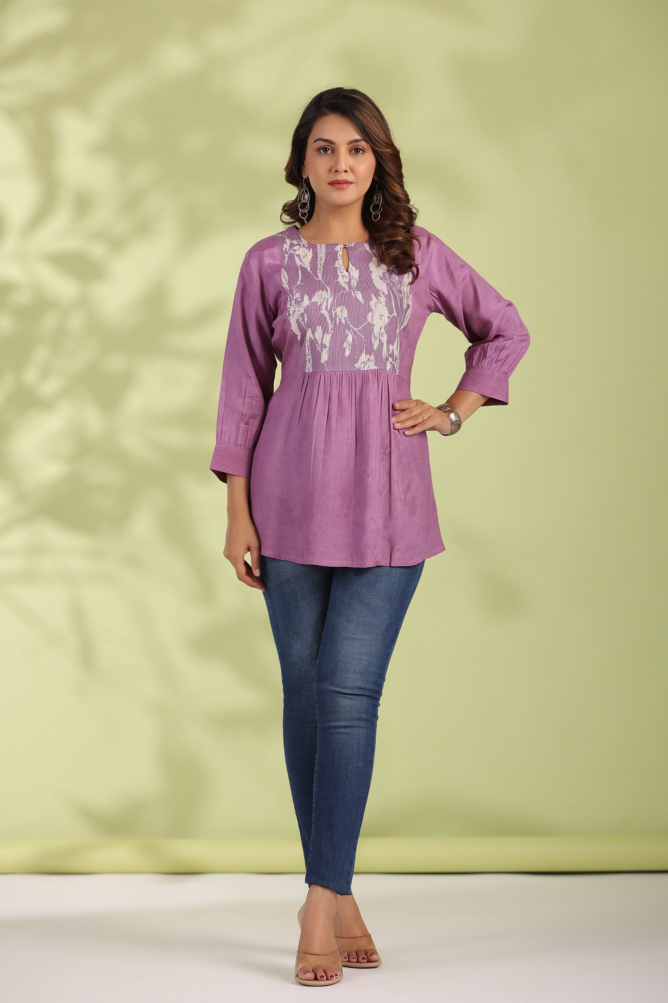 Lavender Fleur Muslin Silk Top