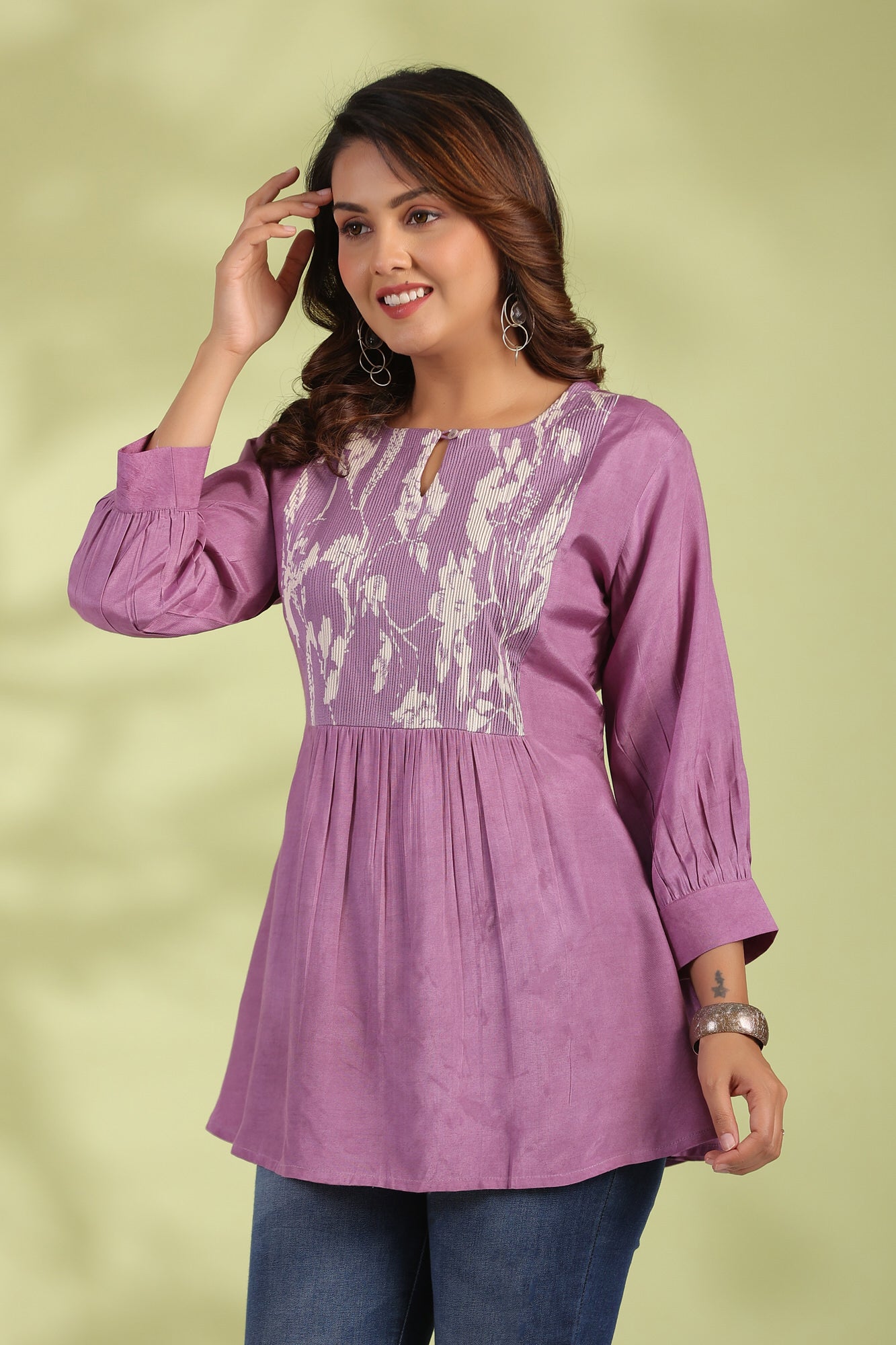 Lavender Fleur Muslin Silk Top