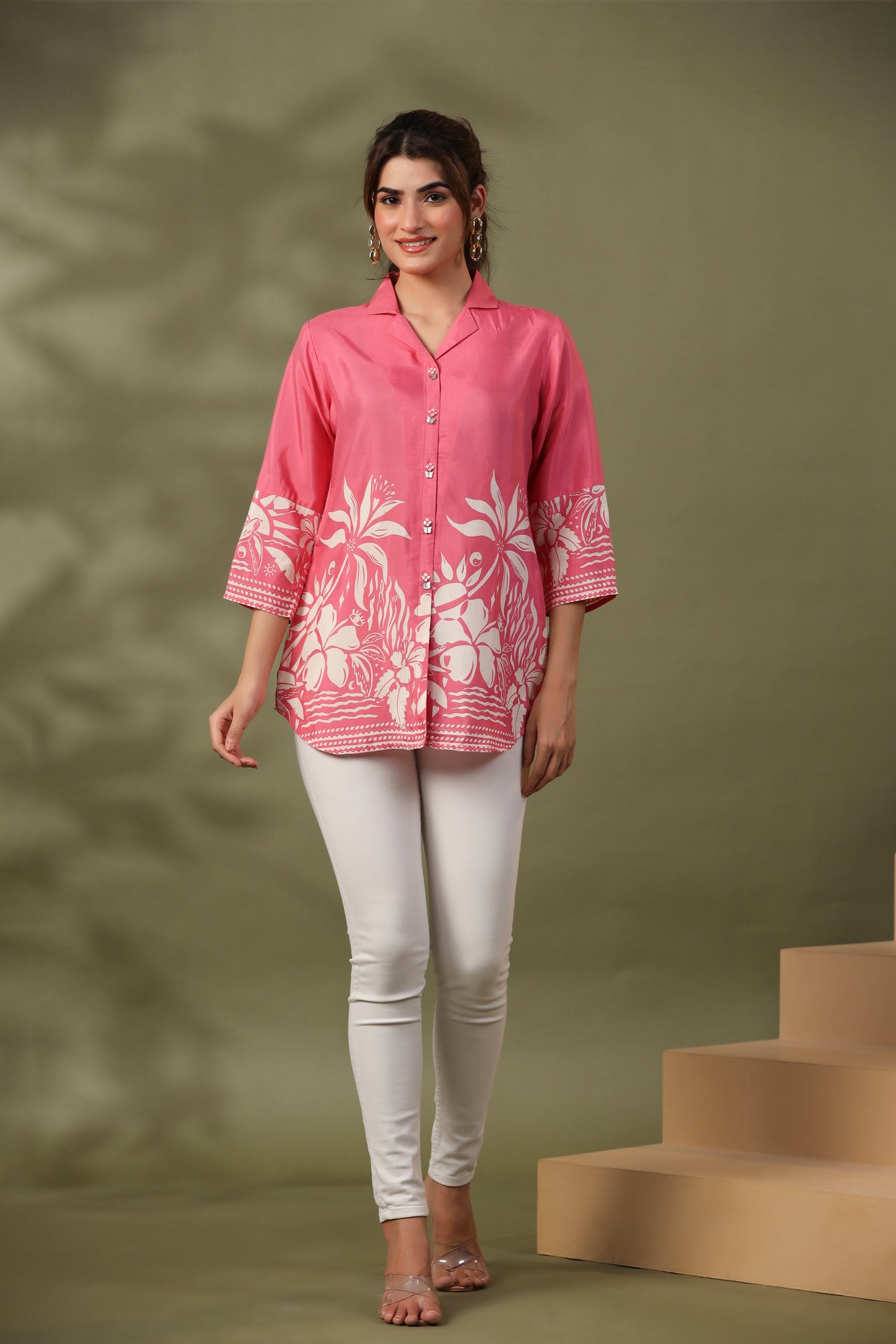 Pink Boho Russian Silk Top