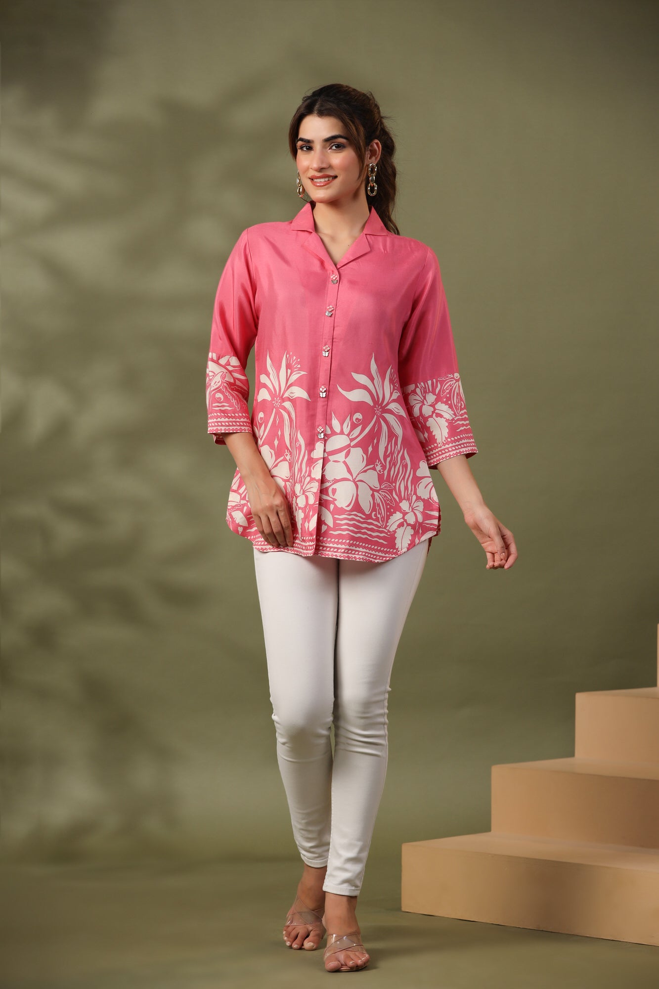 Pink Boho Russian Silk Top