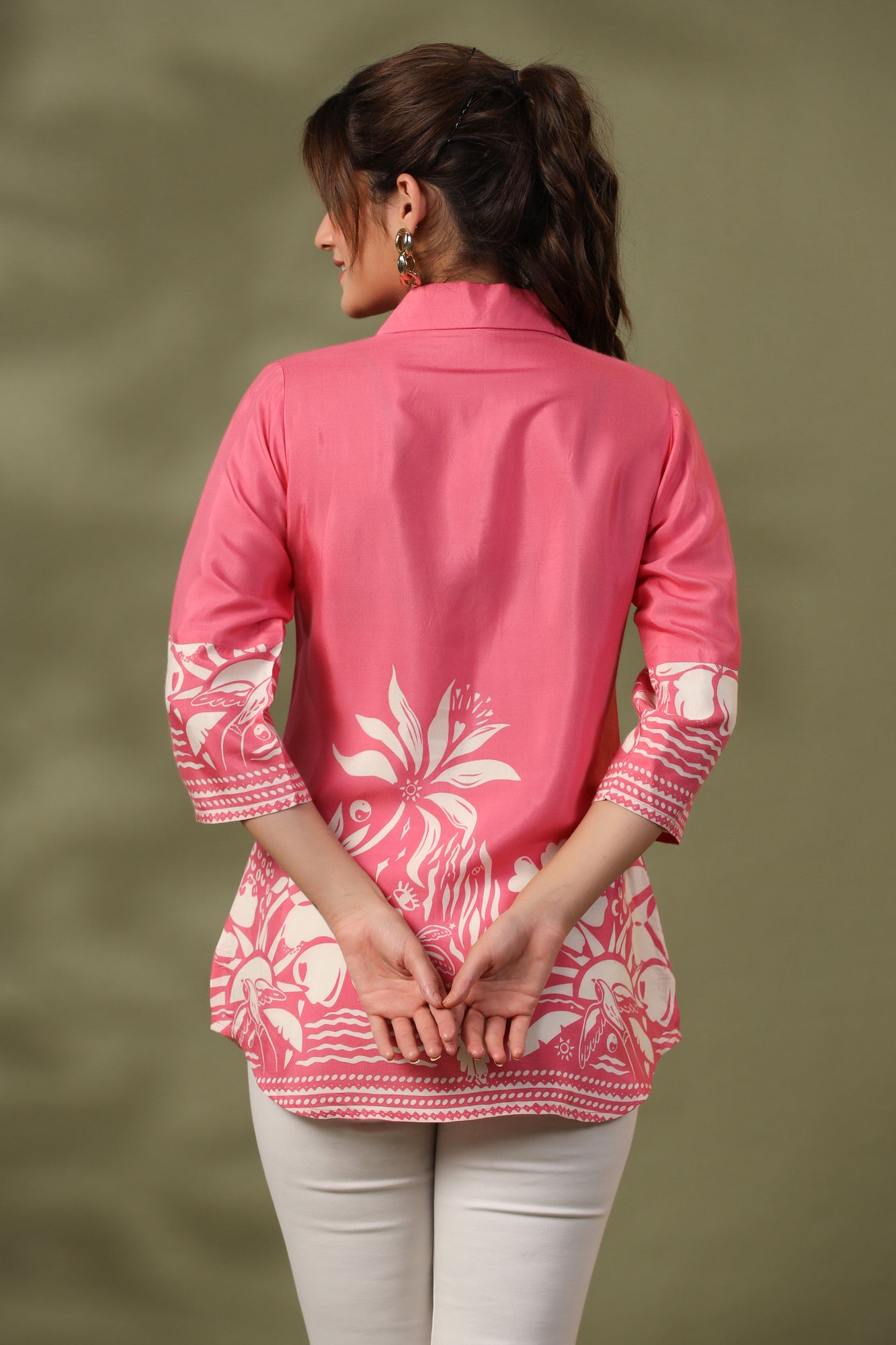 Pink Boho Russian Silk Top