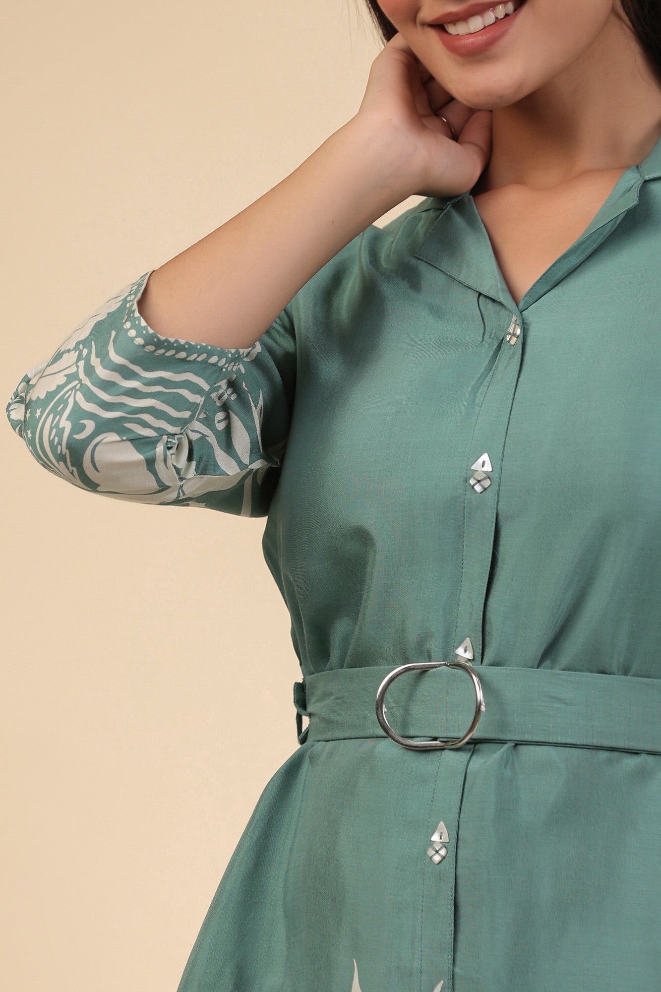 Minty Meadow Floral Russian Silk Dress