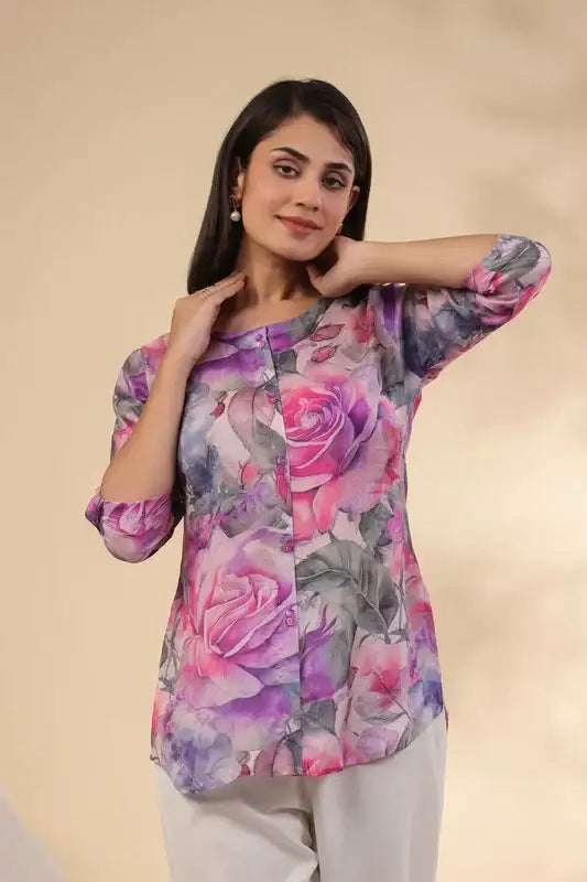 Floral Art Russian Silk Top