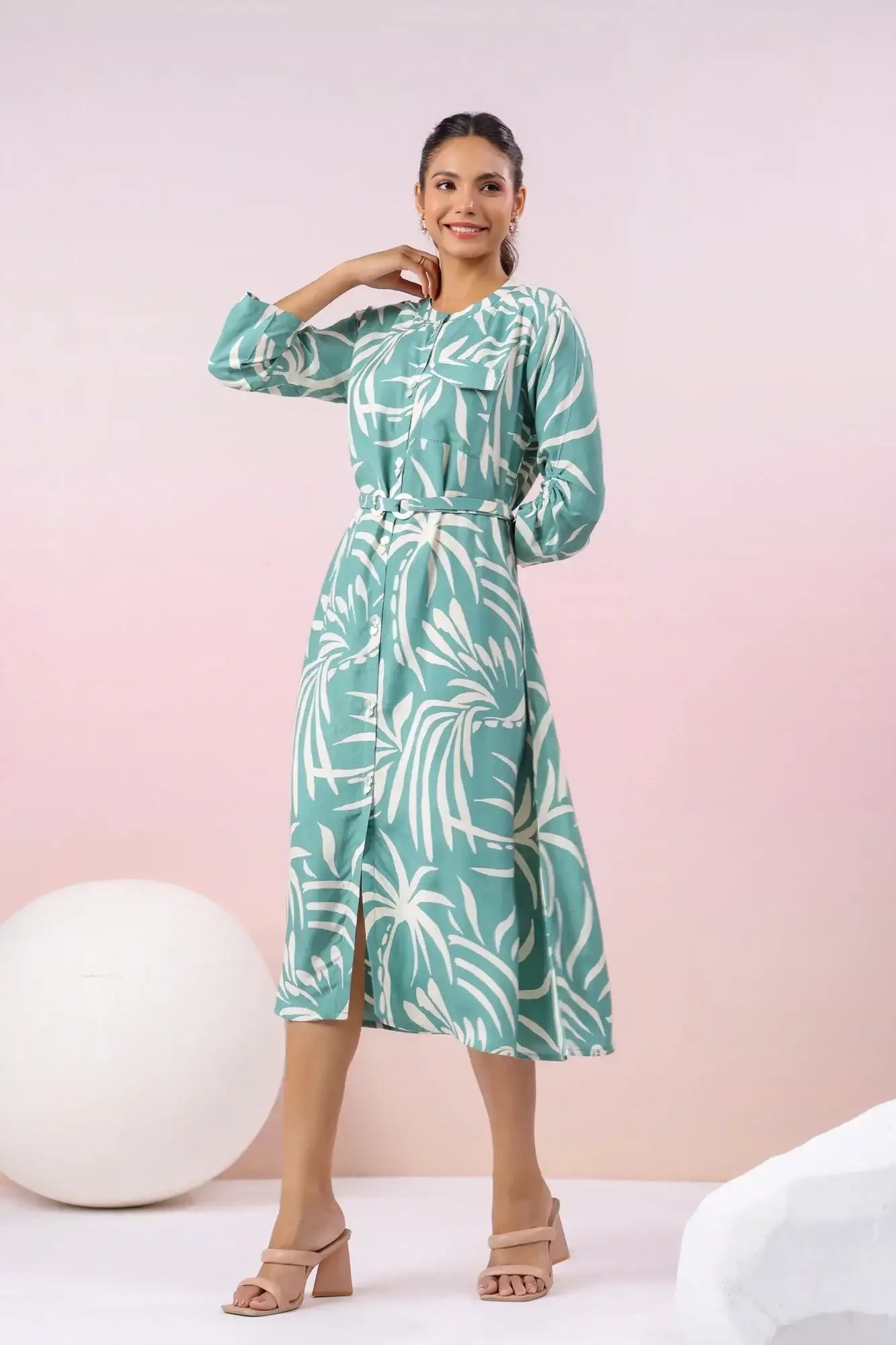 Coastal Paradise Teal Russian Silk Dress