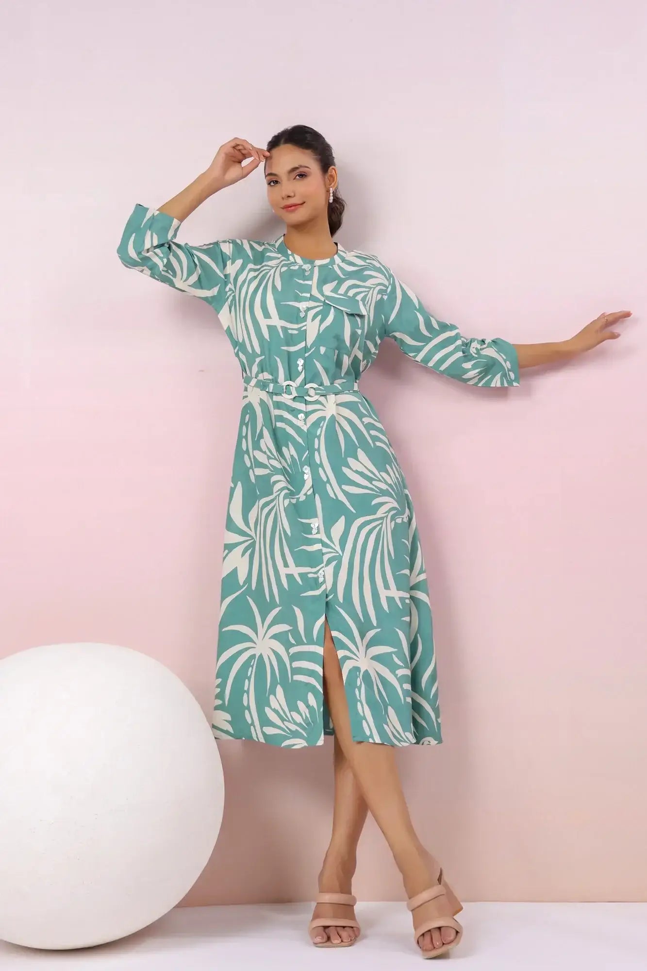 Coastal Paradise Teal Russian Silk Dress