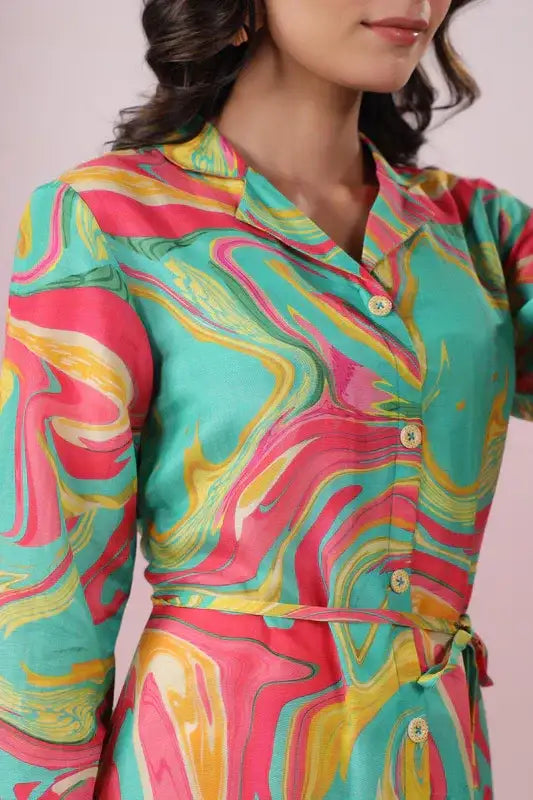 Marble Swirl Russian Silk Dress