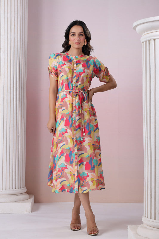 Candy Crush Shirt Dress in Russian Silk
