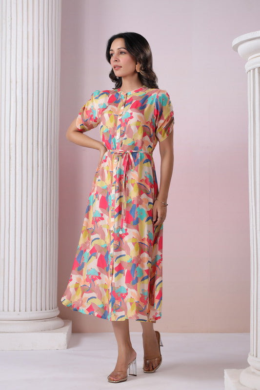 Candy Crush Shirt Dress in Russian Silk