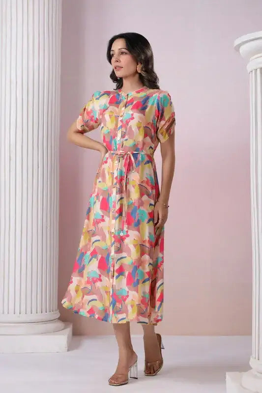 Candy Crush Shirt Dress in Russian Silk