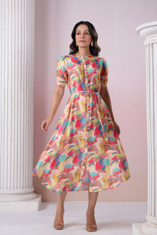 Candy Crush Shirt Dress in Russian Silk