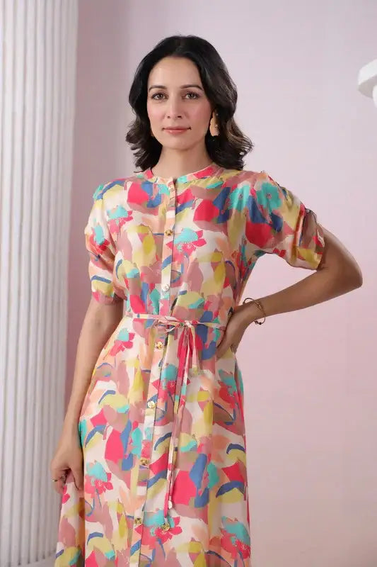Candy Crush Shirt Dress in Russian Silk