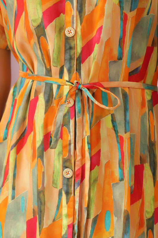 Abstract Bloom Button Dress
