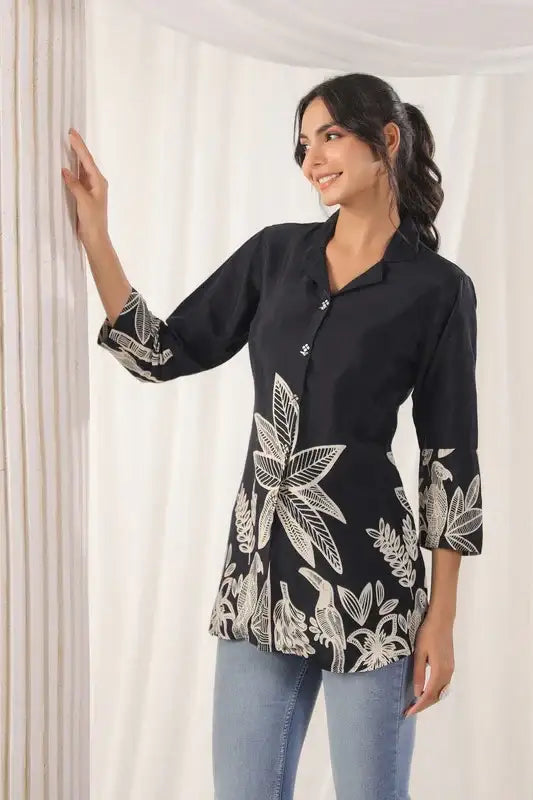 Midnight Tropics Russian Silk Top