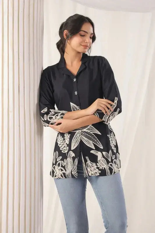Midnight Tropics Russian Silk Top