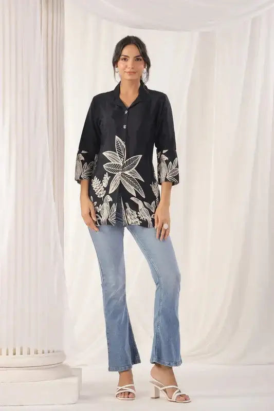 Midnight Tropics Russian Silk Top