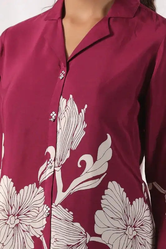 Island Reverie Plum Russain Silk Top