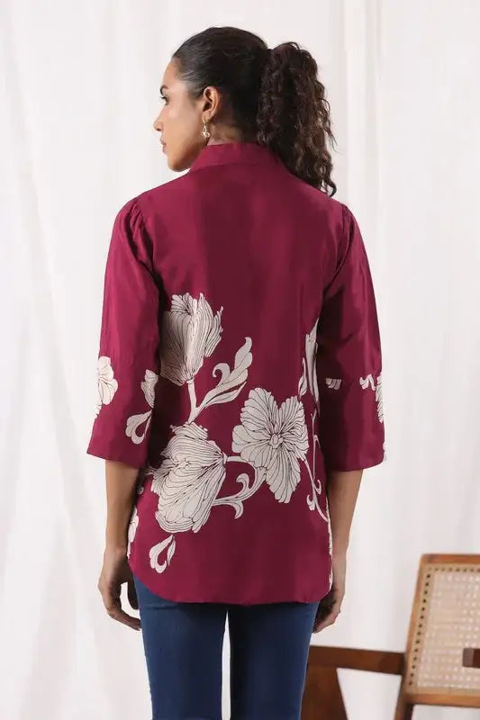 Island Reverie Plum Russain Silk Top