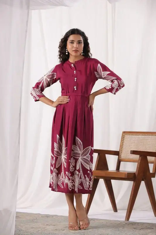 Island Reverie Plum Russain Silk Dress