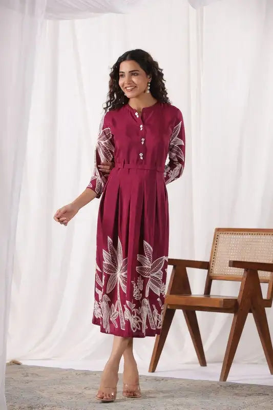 Island Reverie Plum Russain Silk Dress