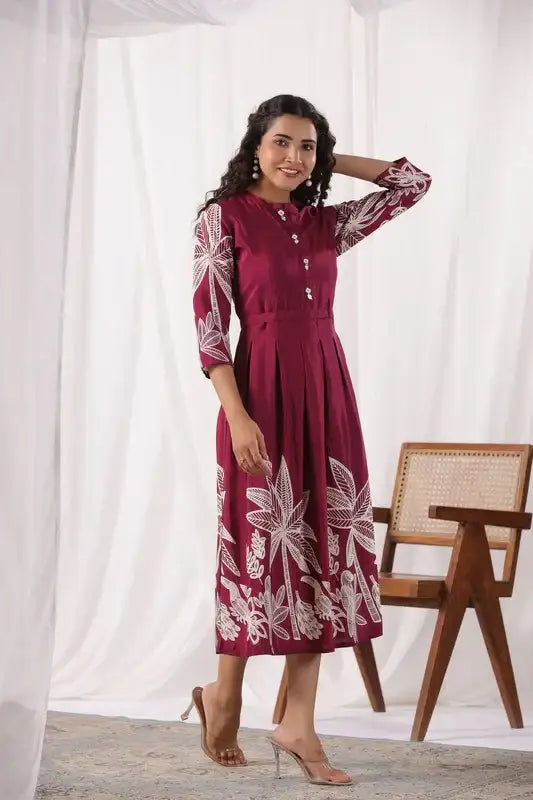 Island Reverie Plum Russain Silk Dress