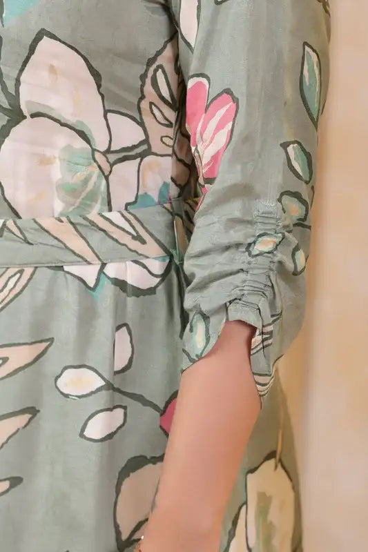 Botanic Bliss A-Line Muslin Silk Dress