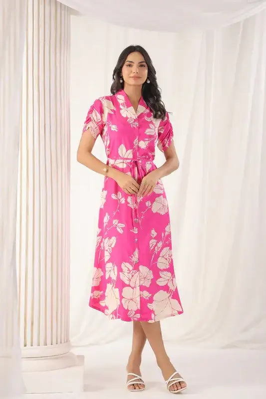 Wine Russian Silk Floral Wrap Dress