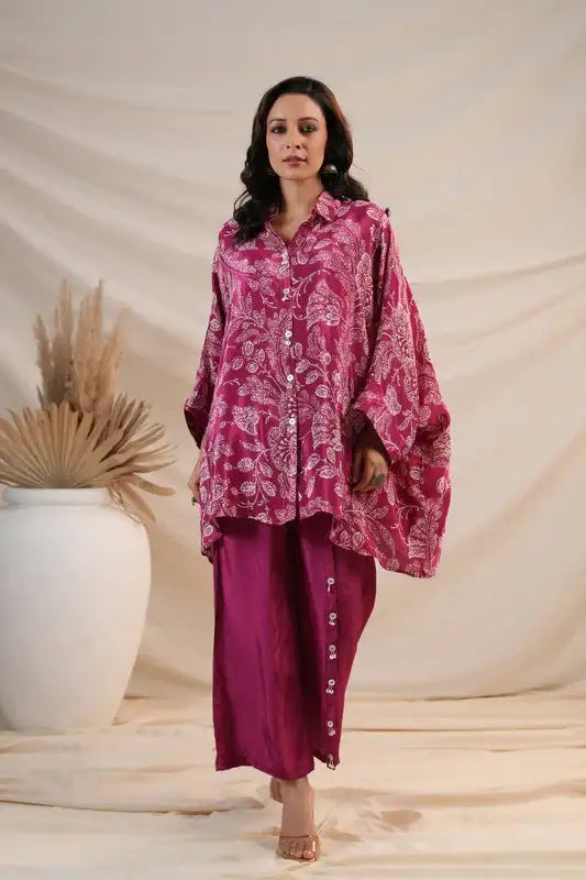 Berry Blossom Luxe Natural Crepe Russian Silk Co-ord Set