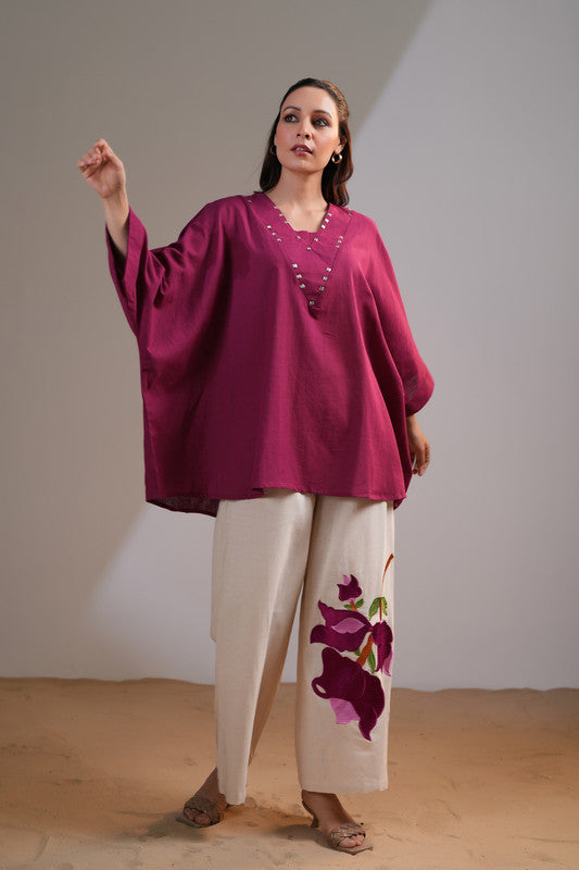 Wine Blossom Elegance Co-Ord Set