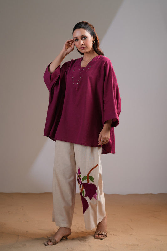 Wine Blossom Elegance Co-Ord Set