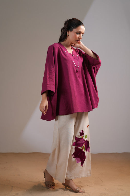 Wine Blossom Elegance Co-Ord Set