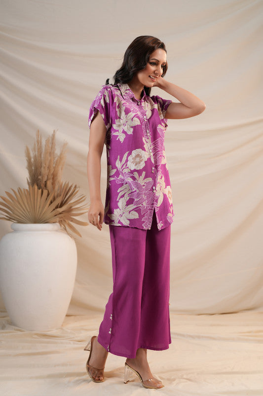 Purple Floral Bloom Co-ord Set