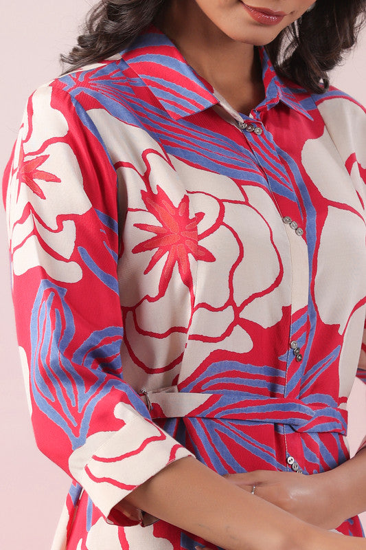 Tropical Bloom Shirt Russian Silk Dress