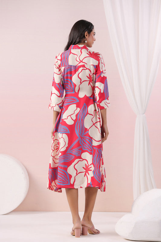 Tropical Bloom Shirt Russian Silk Dress