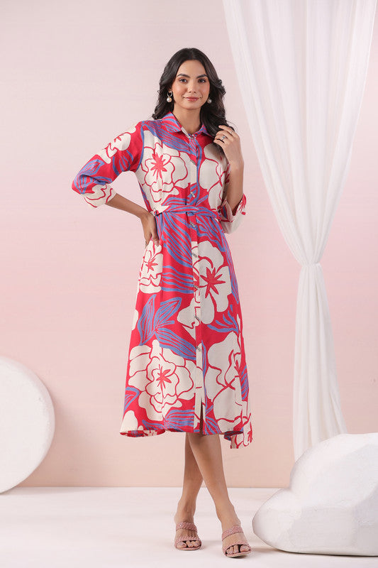 Tropical Bloom Shirt Russian Silk Dress