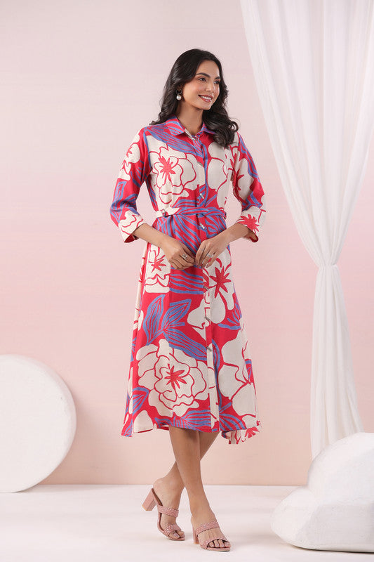 Tropical Bloom Shirt Russian Silk Dress