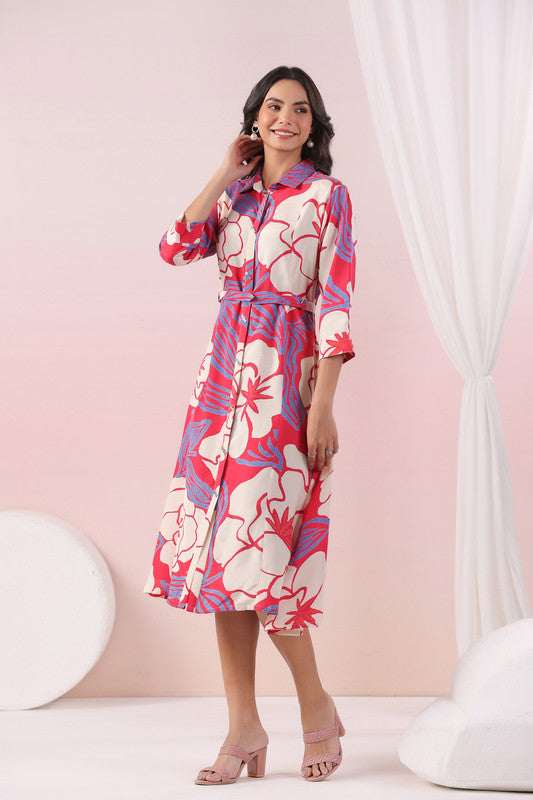 Tropical Bloom Shirt Russian Silk Dress