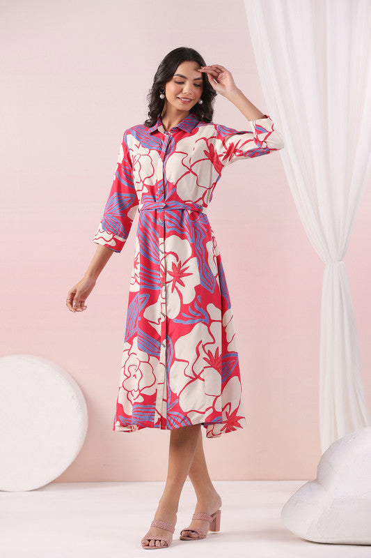 Tropical Bloom Shirt Russian Silk Dress