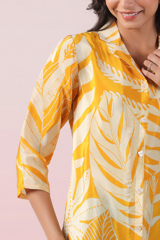 Sunlit Palm Russian Silk Top