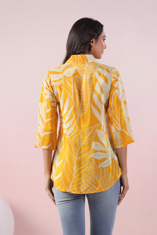 Sunlit Palm Russian Silk Top