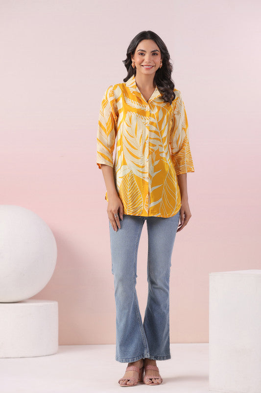 Sunlit Palm Russian Silk Top
