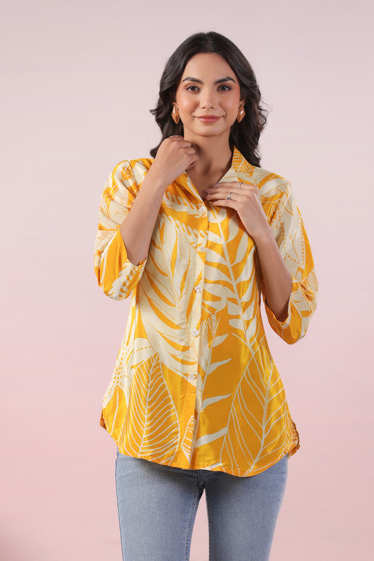 Sunlit Palm Russian Silk Top