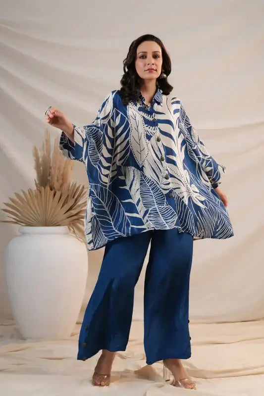 Azure Breeze Luxe Russian Silk Co-ord Set