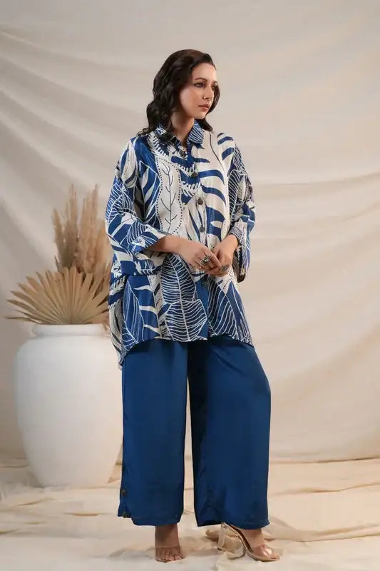 Azure Breeze Luxe Russian Silk Co-ord Set