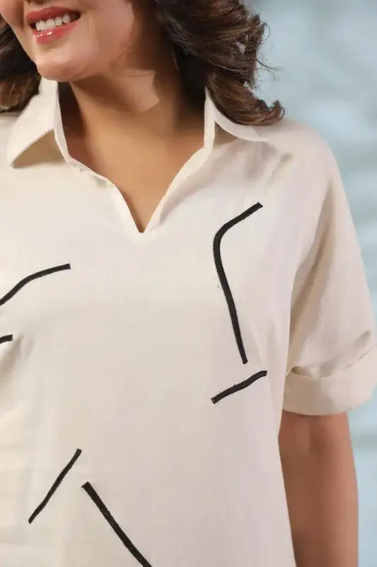 Line Art Floral Cotton Flex Dress