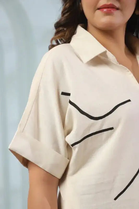 Line Art Floral Cotton Flex Dress