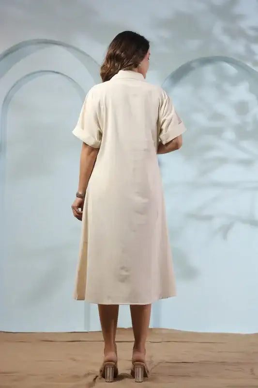 Line Art Floral Cotton Flex Dress