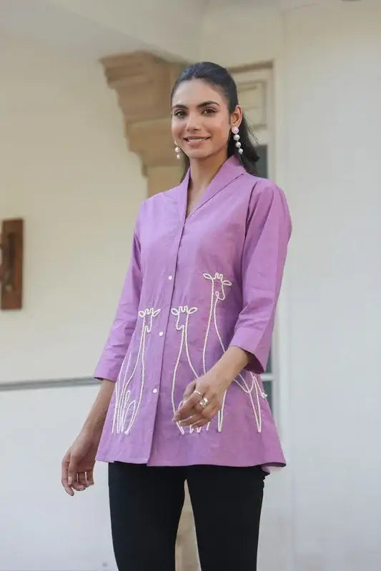 Lavender Spritz Embroidered Top